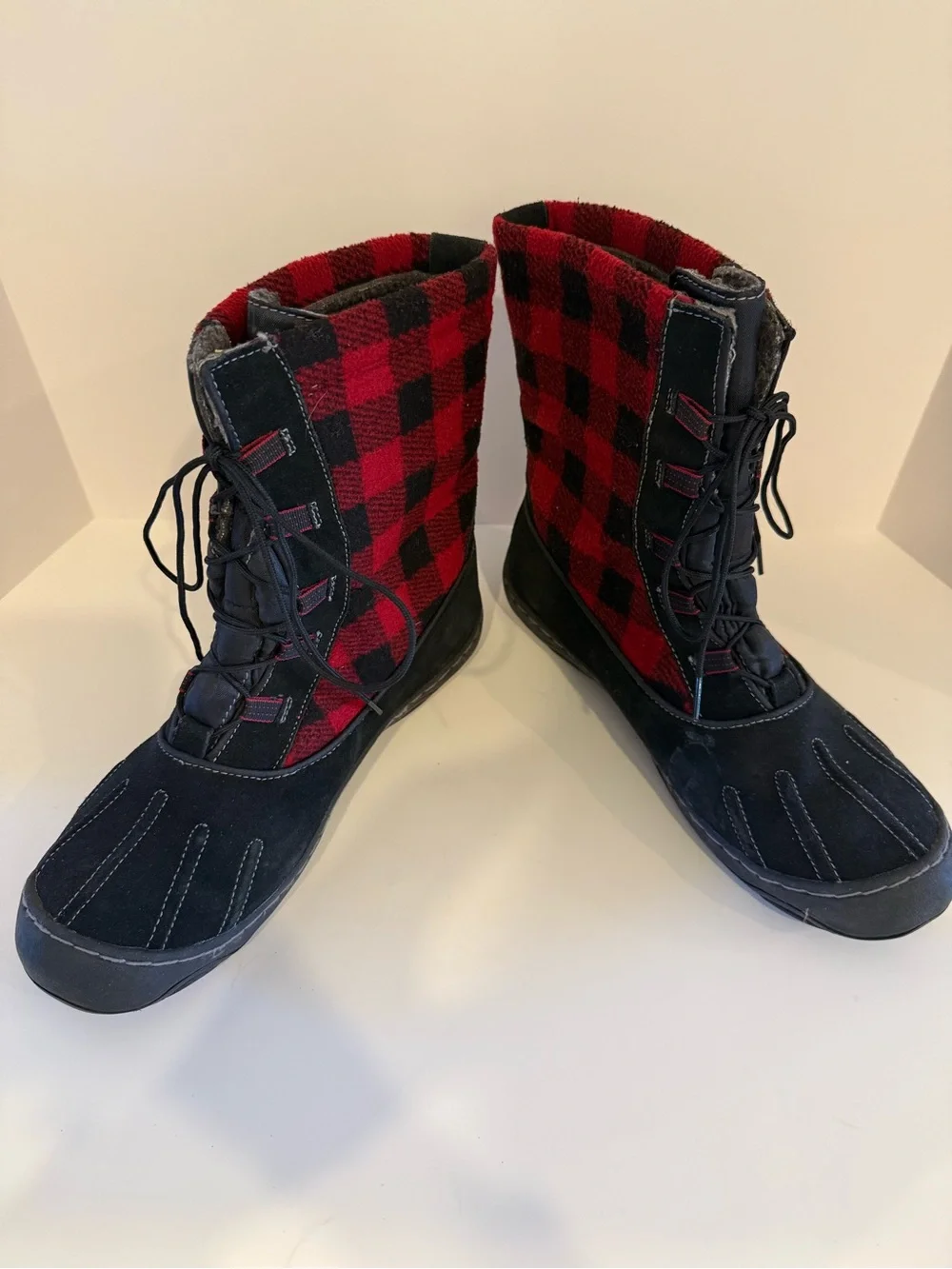Woolrich Buffalo Plaid Waterproof Winter Snow Boots Faux Fur Lace-Up Women’s 10